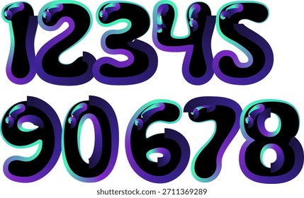 Modern Numbers Set with Gradient Colors for Digital Design