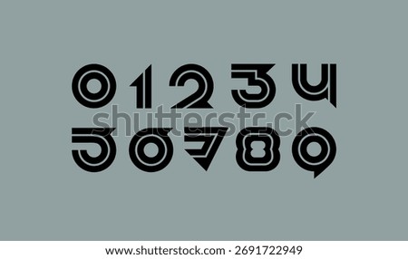 Modern numbers set, numerals 1,2,3,4,5,6,7,8,9, vector illustration 10EPS