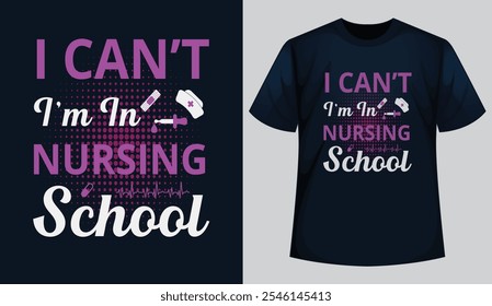A modern nurse-themed t-shirt design featuring and stylized.