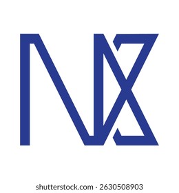 Modern NX Monogram Logo in Bold Blue Line Style