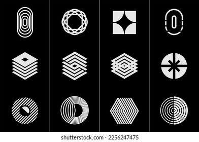 Modern O letter logo design set. Collection of line 0 logo vector template.