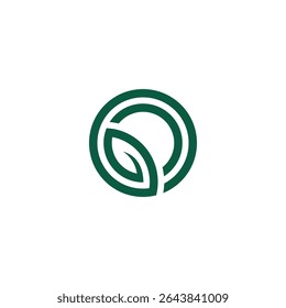 Modernes O-Letter-Logo mit Blattform, umweltfreundliches Branding-Design.