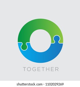 Modern O Letter Puzzle Teamwork Logo
