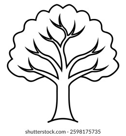 Modern Oak Tree Line Design – Geometric Branch Art Illustration