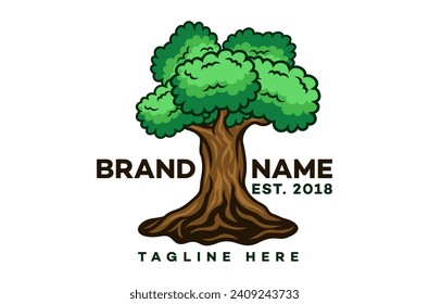 Modern oak tree logo. Vector illustration.