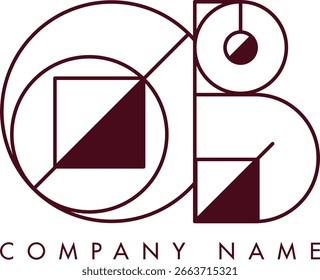 Modern OB logo featuring a monogram within a circular frame in minimalist style, ideal for branding. The design showcases abstract shapes with clean lines emphasizing elegance and professionalism.