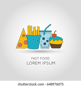 Modern obesity logo and pictogram. Concept of fast food and unhealthy lifestyle with elements for mobile concepts and web apps. 