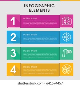 Modern objective infographic template. infographic design with objective icons includes camera, camera zoom. can be used for presentation, diagram, annual report, web design.