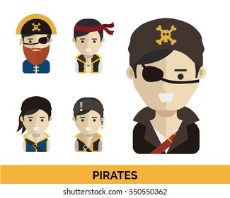 Modern Occupation People Avatar Set - Pirate Captain Costume