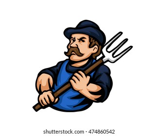 Modern Occupation People Cartoon Logo - Farmer