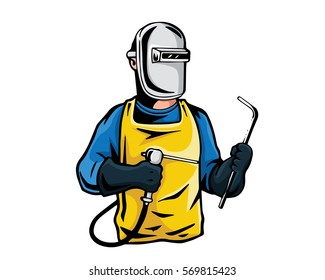 Modern Occupation People Cartoon Logo - Welder