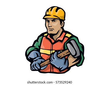 Modern Occupation People Illustration Logo - Construction Worker