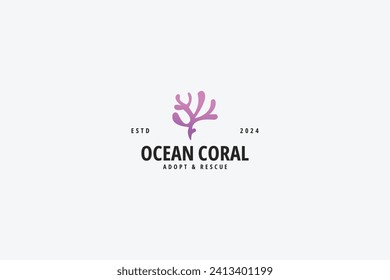 modern ocean coral logo design vector illustration with gradient color, elegant and minimalist styles. creative symbol ocean coral symbol logo vector design background