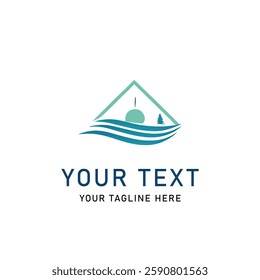 Modern Ocean Mountain Logo Design