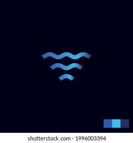 Modern ocean sea wave wifi icon logo design