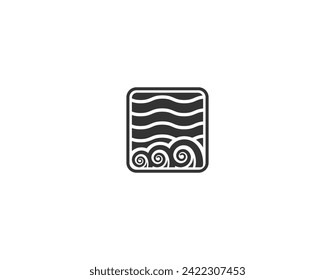 Modern ocean and wave icon, logo template, negative space ocean logo, Vector