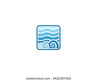 Modern ocean and wave icon, logo template, negative space ocean logo, Vector