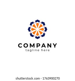 octogonal moderno con diseño de logotipo solar para plantilla de negocio