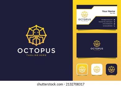 diseño moderno de logotipo de conexión octopus y tarjeta de visita