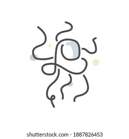 Modern Octopus Cuttlefish Squid Tentacles Logo with simple minimalist line art monoline style