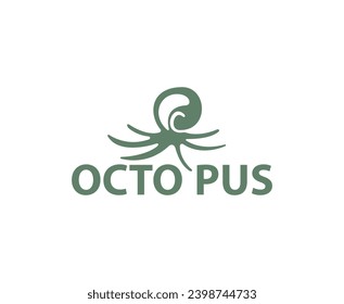 modern Octopus Logo Design Minimalist Octopus Stok Vektör