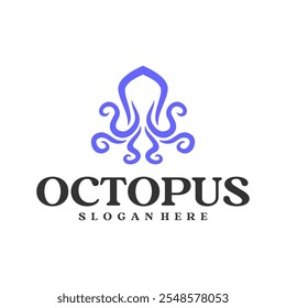Ilustración vectorial moderna del logotipo del pulpo. Plantilla de concepto de diseño de logotipo de pulpo