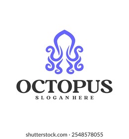 Ilustración vectorial moderna del logotipo del pulpo. Plantilla de concepto de diseño de logotipo de pulpo
