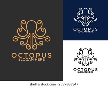 Moderne Tintenfisch Tintenfisch Tentakel Logo Vektor, Creative Octopus in einfachen minimalistischen Linie Kunst Logo Design-Vorlage