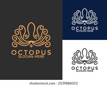 Moderne Tintenfisch Tintenfisch Tentakel Logo Vektor, Creative Octopus in einfachen minimalistischen Linie Kunst Logo Design-Vorlage