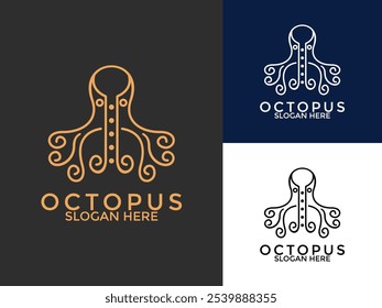 Moderne Tintenfisch Tintenfisch Tentakel Logo Vektor, Creative Octopus in einfachen minimalistischen Linie Kunst Logo Design-Vorlage