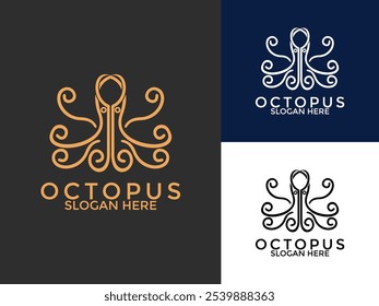 Moderne Tintenfisch Tintenfisch Tentakel Logo Vektor, Creative Octopus in einfachen minimalistischen Linie Kunst Logo Design-Vorlage