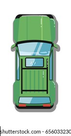 Modern off road car top view isolated icon. Family city car, comfortable automobile, people transport vector illustration.