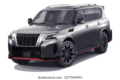 modern off road trip 4wd car family SUV 4x4 MPV art gmc gtr 3d graphic design render huge big ford vector template logo luxury sign symbol isolated background chrome red silver lines