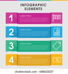 Modern offer infographic template. infographic design with offer icons includes tag, resume, sale. can be used for presentation, diagram, annual report, web design.