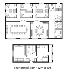 Modern office architectural plan interior furniture and construction design drawing project