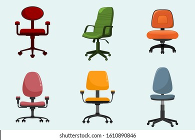  modern office armchair set. vector