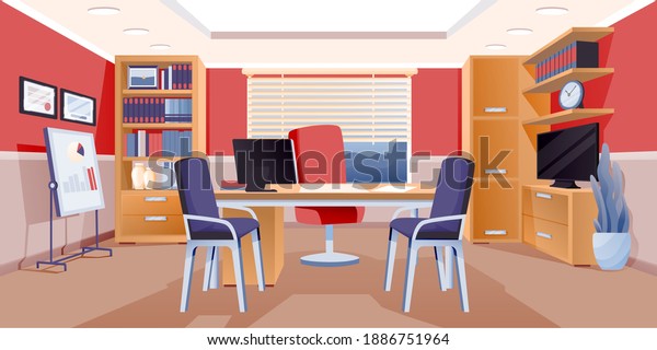 Modern Office Boss Interior Design Background Stock Vector (Royalty ...
