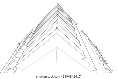 Modern office building 3d drawing