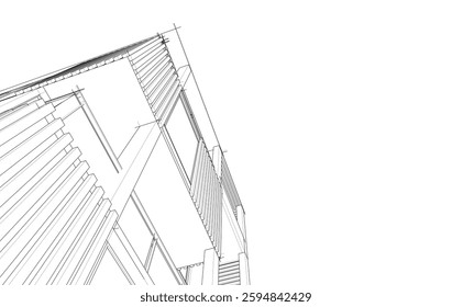 Modern office building 3d drawing
