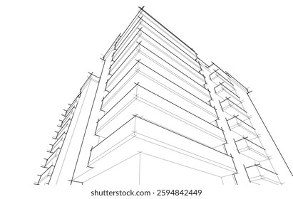 Modern office building 3d drawing