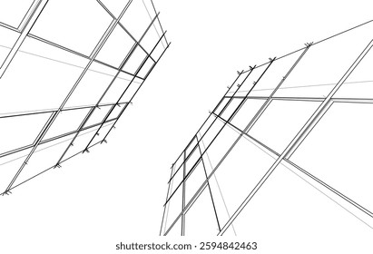 Modern office building 3d drawing
