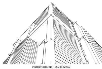 Modern office building 3d drawing