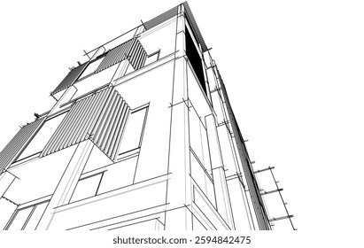 Modern office building 3d drawing