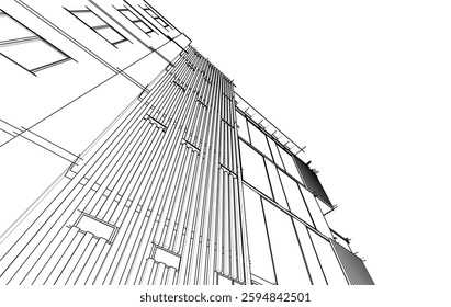 Modern office building 3d drawing