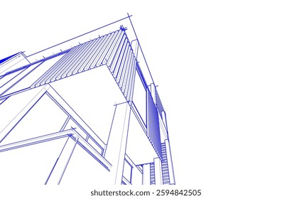 Modern office building 3d drawing