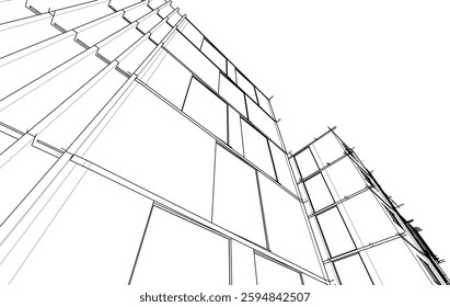 Modern office building 3d drawing