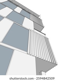 Modern office building 3d drawing