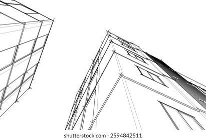 Modern office building 3d drawing