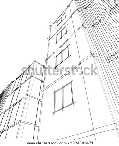 Modern office building 3d drawing