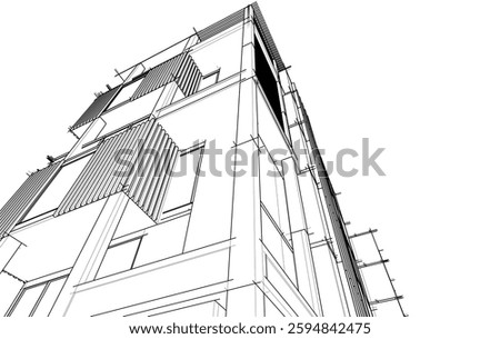 Modern office building 3d drawing
